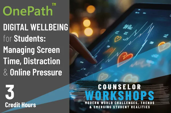 School counselor supporting student digital wellbeing screen time balance and online stress management
